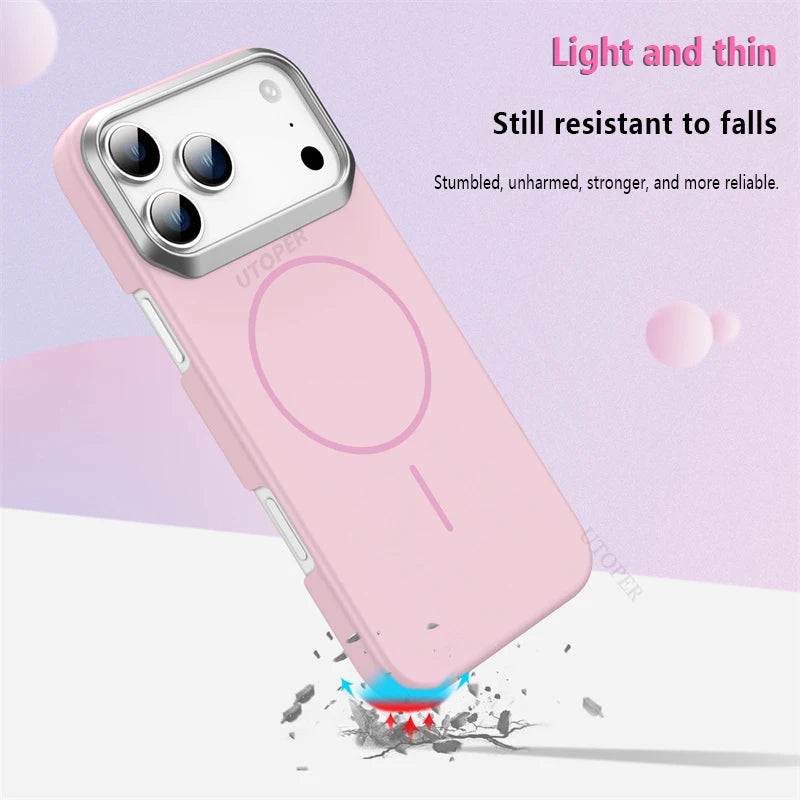New Fashion Simple Frosted Case for iPhone 17 16 15 14 13 12 11 Pro Max Plus Ultra-thin Anti-fall Damping Magsafe Magnetic Cover