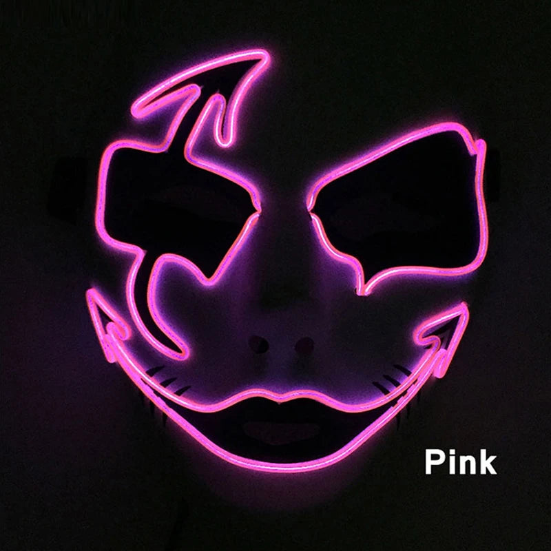 Neon Light LED Mask LED Halloween Scary Mask Cosplay Party Masque Masquerade