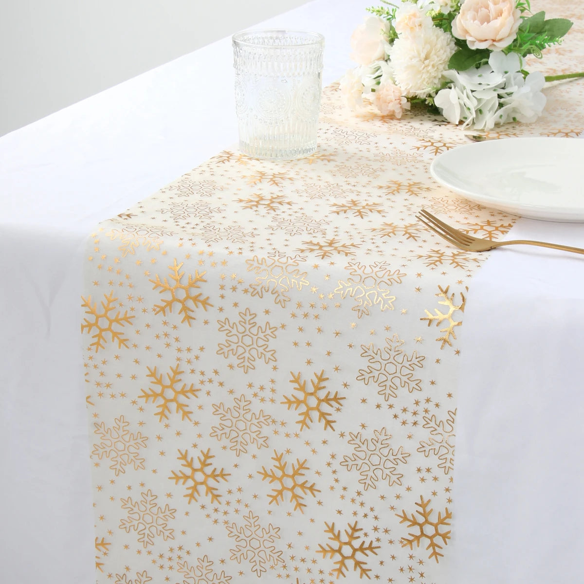 Christmas Golden Table Runner Decors for Home Table Runner Xmas Ornaments