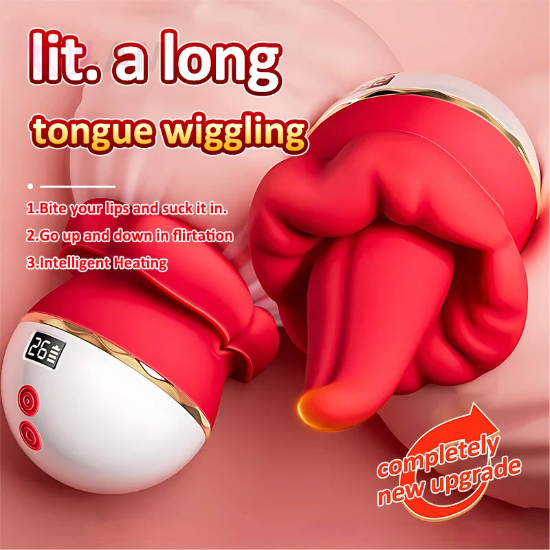 4 in 1 Tongue Licking Anal Clit Nipple Gspot Dildo Vibrators Big Mouth Sucking Vibrator