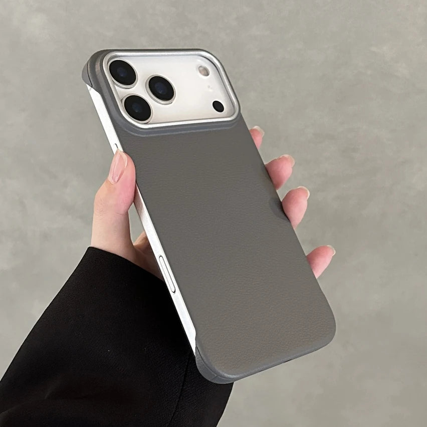 Fashion Matte Frameless Leather Case for iPhone 17 16 15 14 Pro Max Air