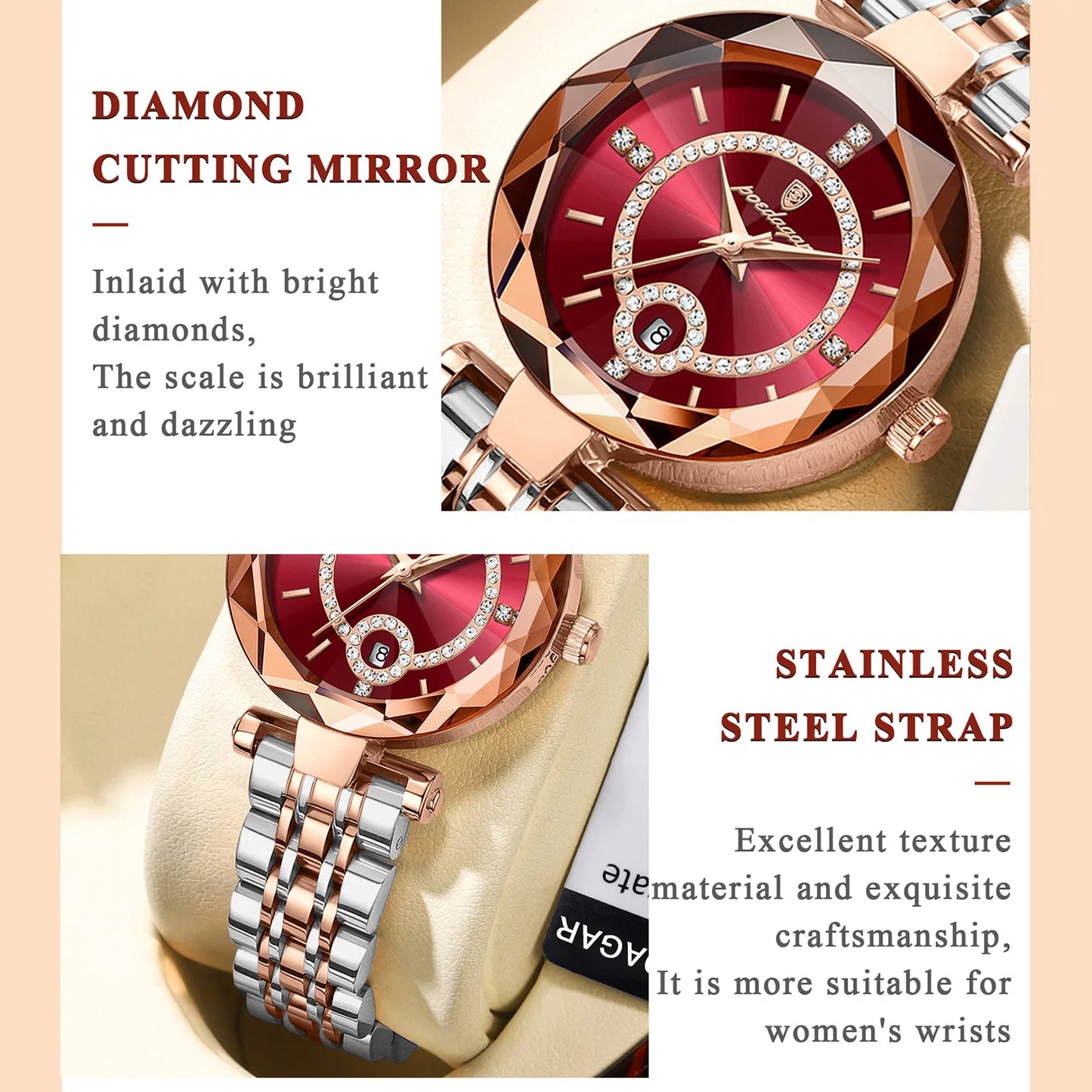 POEDAGAR Watches For Woman Waterproof Stainless Steel Ladies Watch