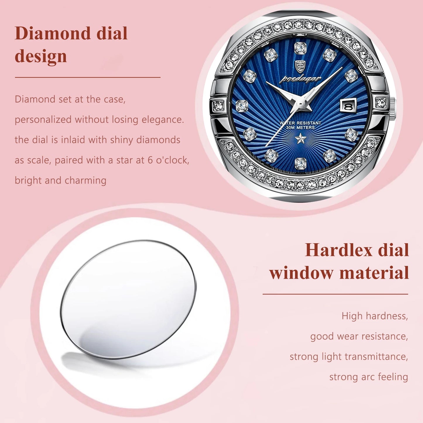 POEDAGAR Luxury Trendy Ladies Watch Luminous Waterproof Woman Watch