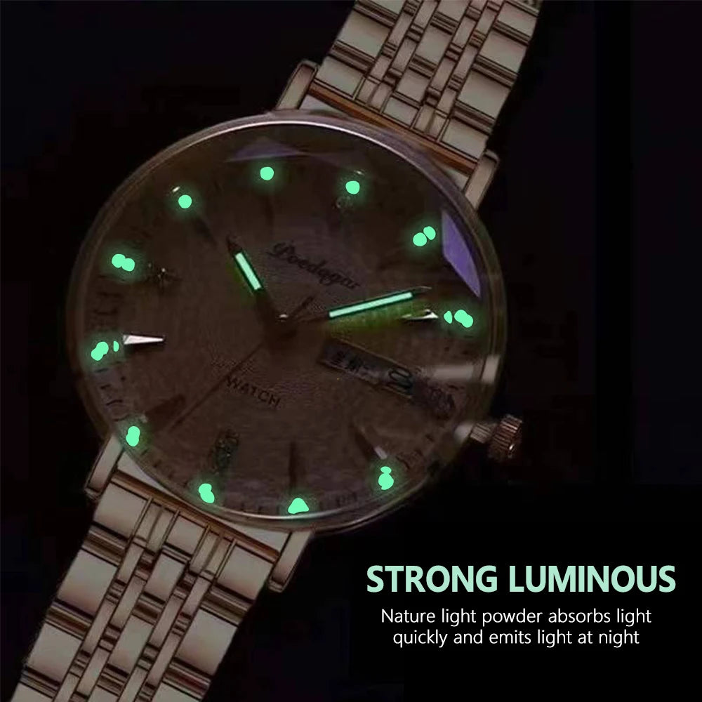 POEDAGAR Original Luxury Women Watch Week Date Waterproof Steel Woman Watch