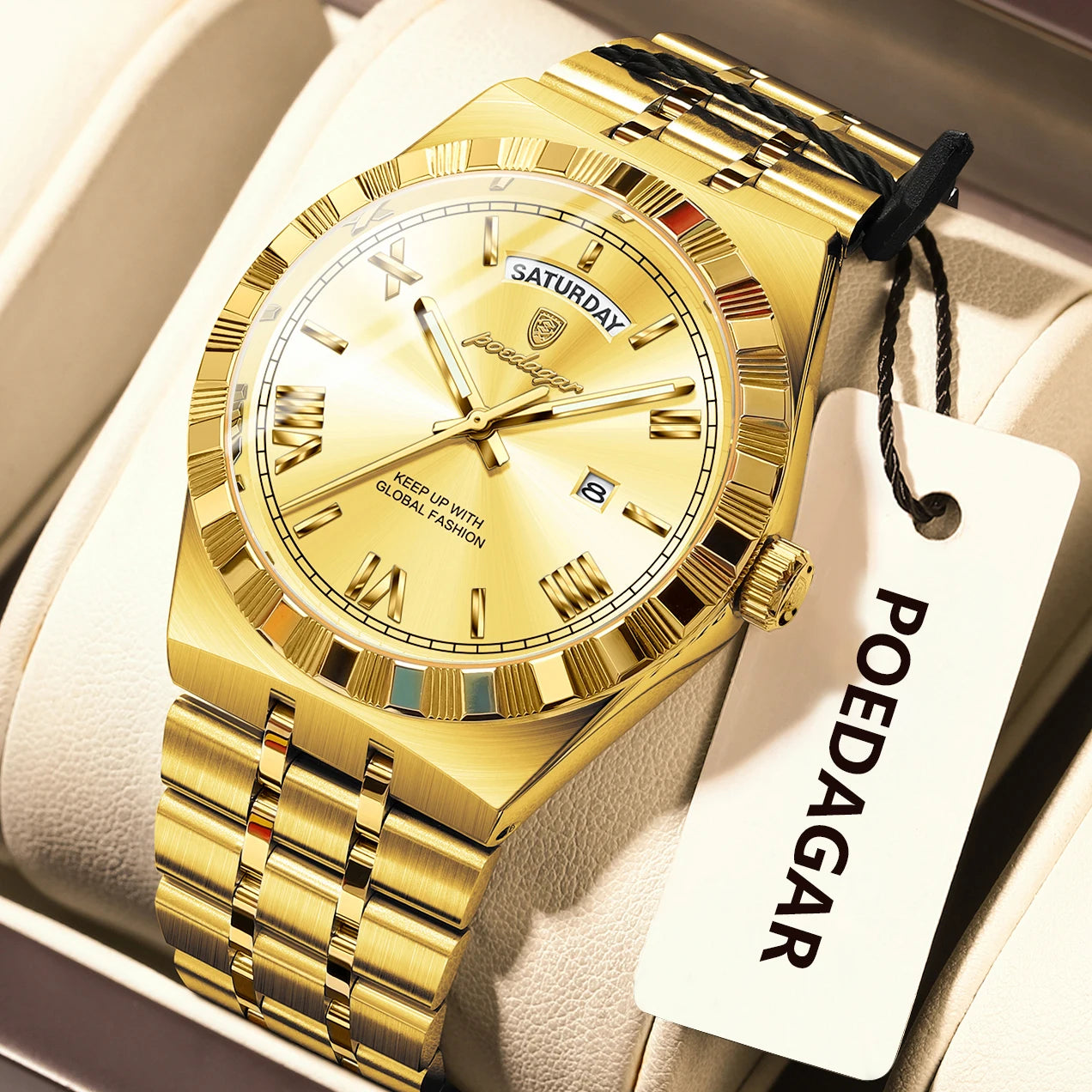Luxury Fashion Men's Wristwatch Week Date Waterproof Luminous Man Watch