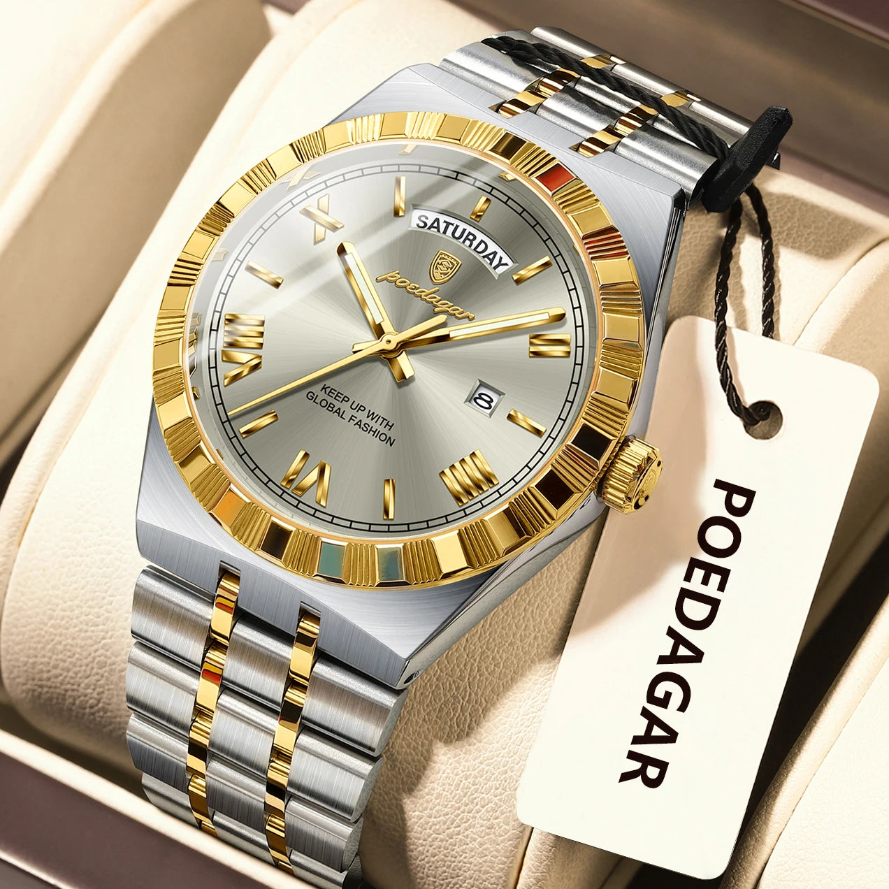Luxury Fashion Men's Wristwatch Week Date Waterproof Luminous Man Watch