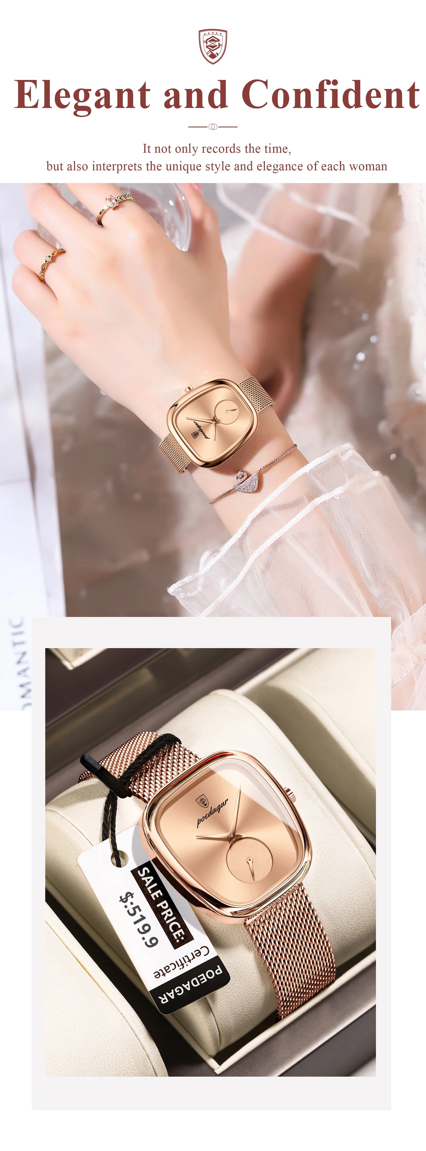 POEDAGAR Luxury Fashion Elegant Ladies Watch Waterproof Watch for Woman