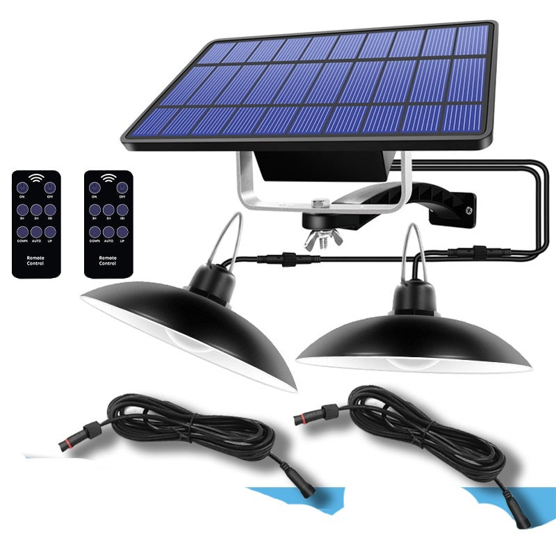 Waterproof Double Head Solar Pendant Light Outdoor Indoor Solar Lamp