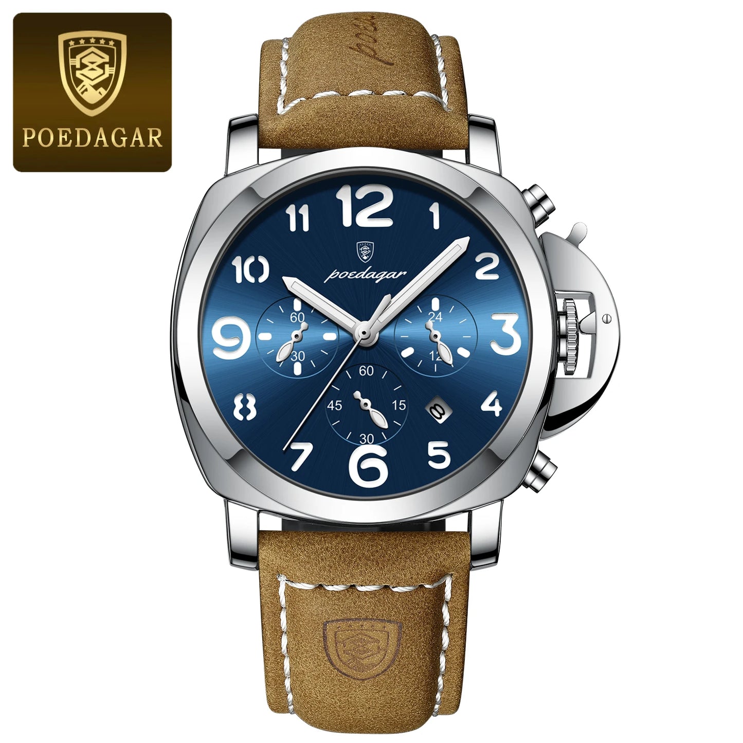 POEDAGAR Luxury Man Watch Chronograph Waterproof Luminous Date Watch for Men