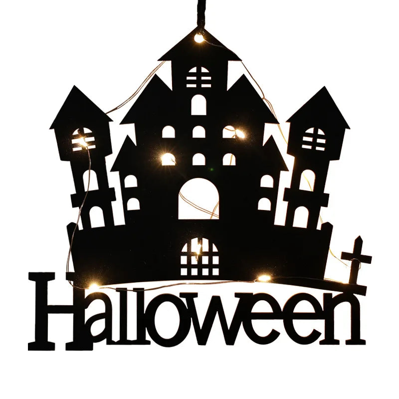 Halloween Hanging Castle Witch Ghost Spider Web Luminous Charm