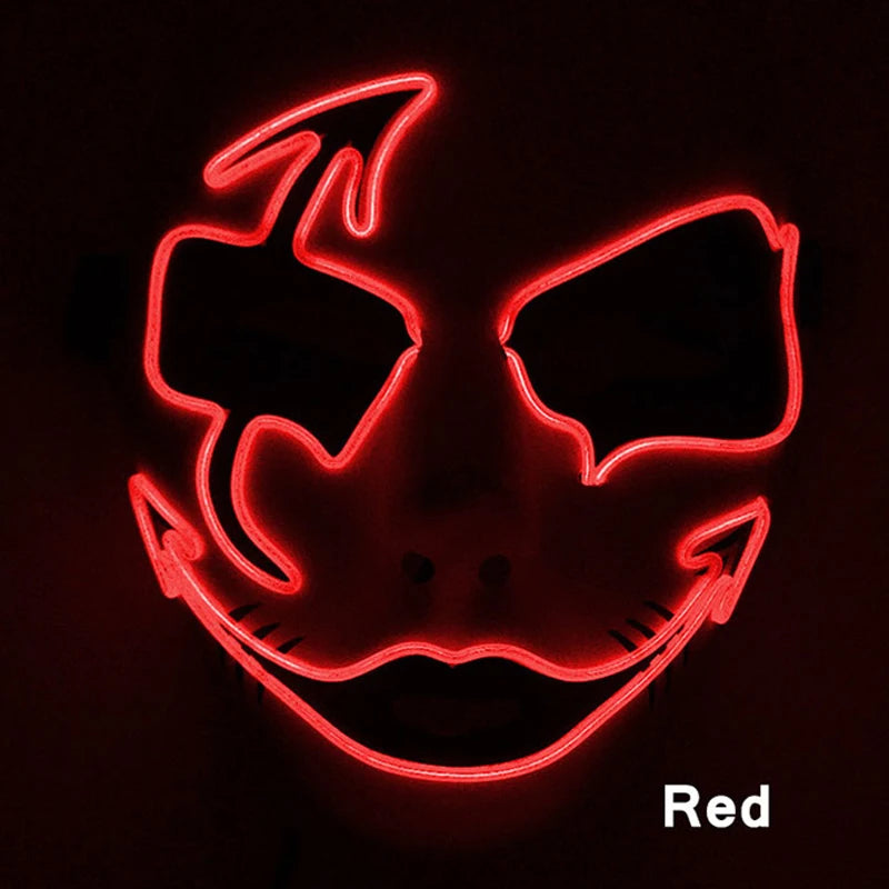 Neon Light LED Mask LED Halloween Scary Mask Cosplay Party Masque Masquerade