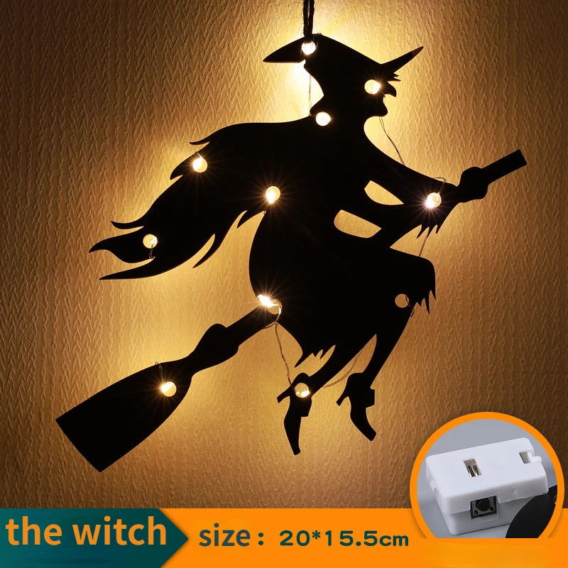 Halloween Hanging Castle Witch Ghost Spider Web Luminous Charm