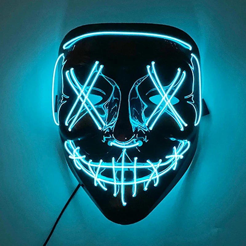 Neon Light LED Mask LED Halloween Scary Mask Cosplay Party Masque Masquerade