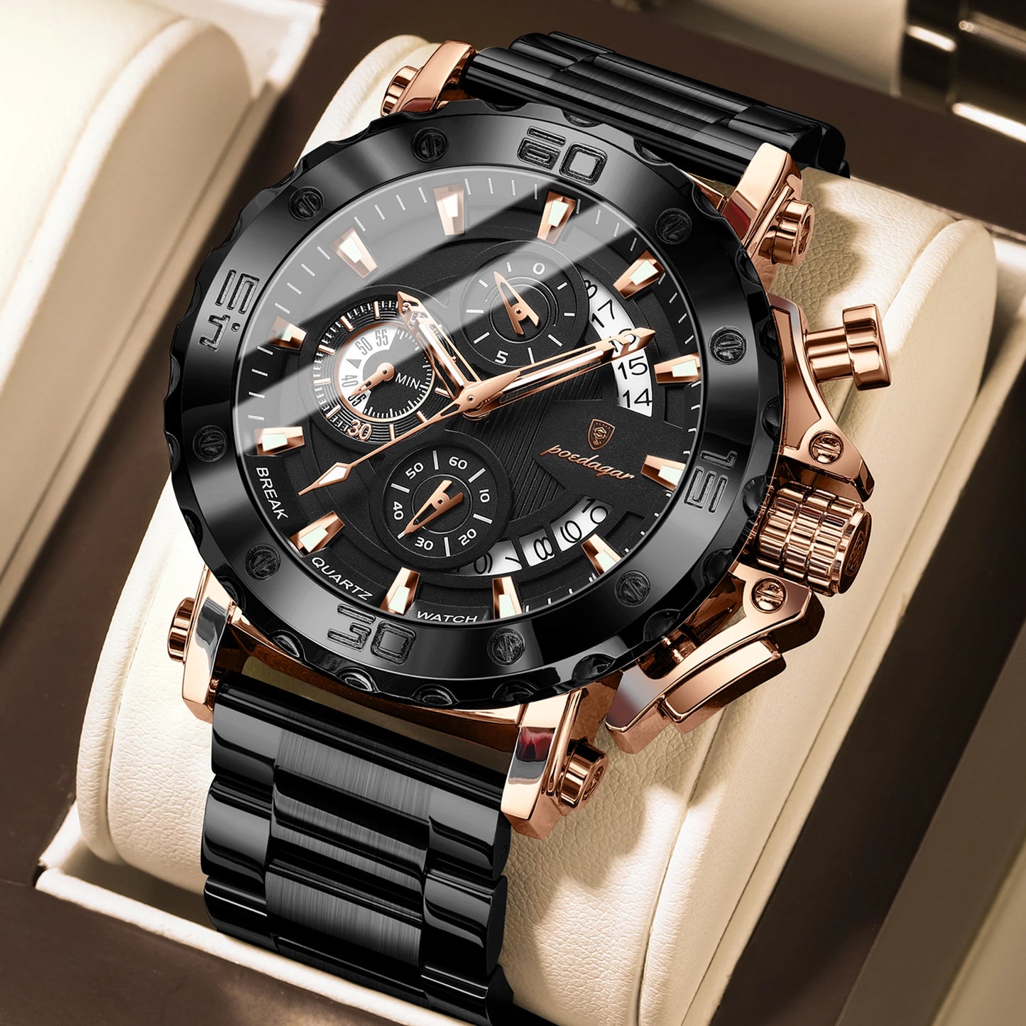Watch For Men Calendar Luminous Waterproof Quartz Man Wristwatch