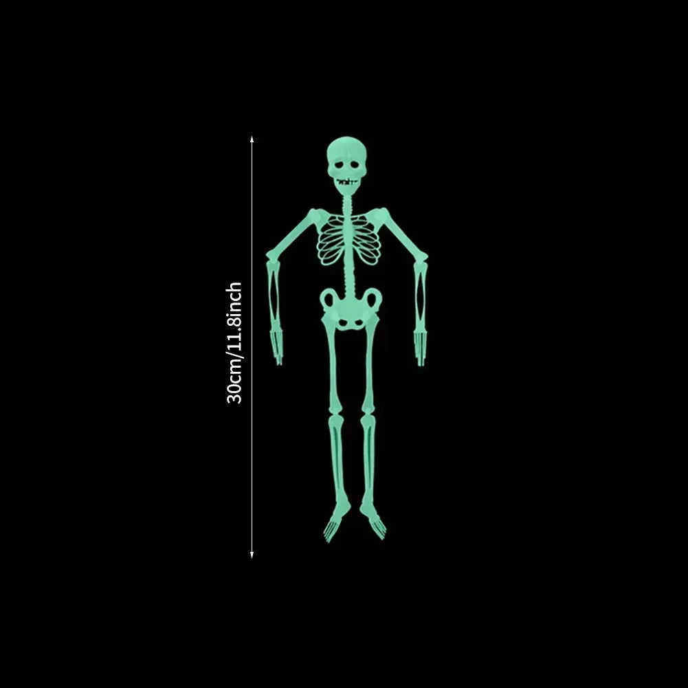 Scary Halloween Props Luminous Hanging Skeleton Halloween Party Glow Fake Skull