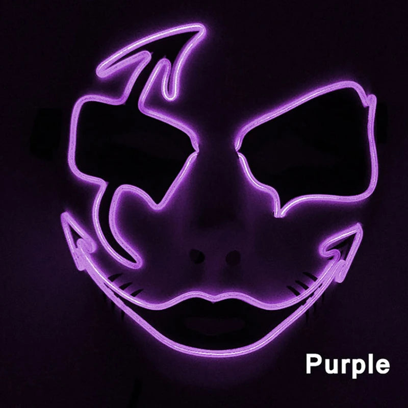 Neon Light LED Mask LED Halloween Scary Mask Cosplay Party Masque Masquerade