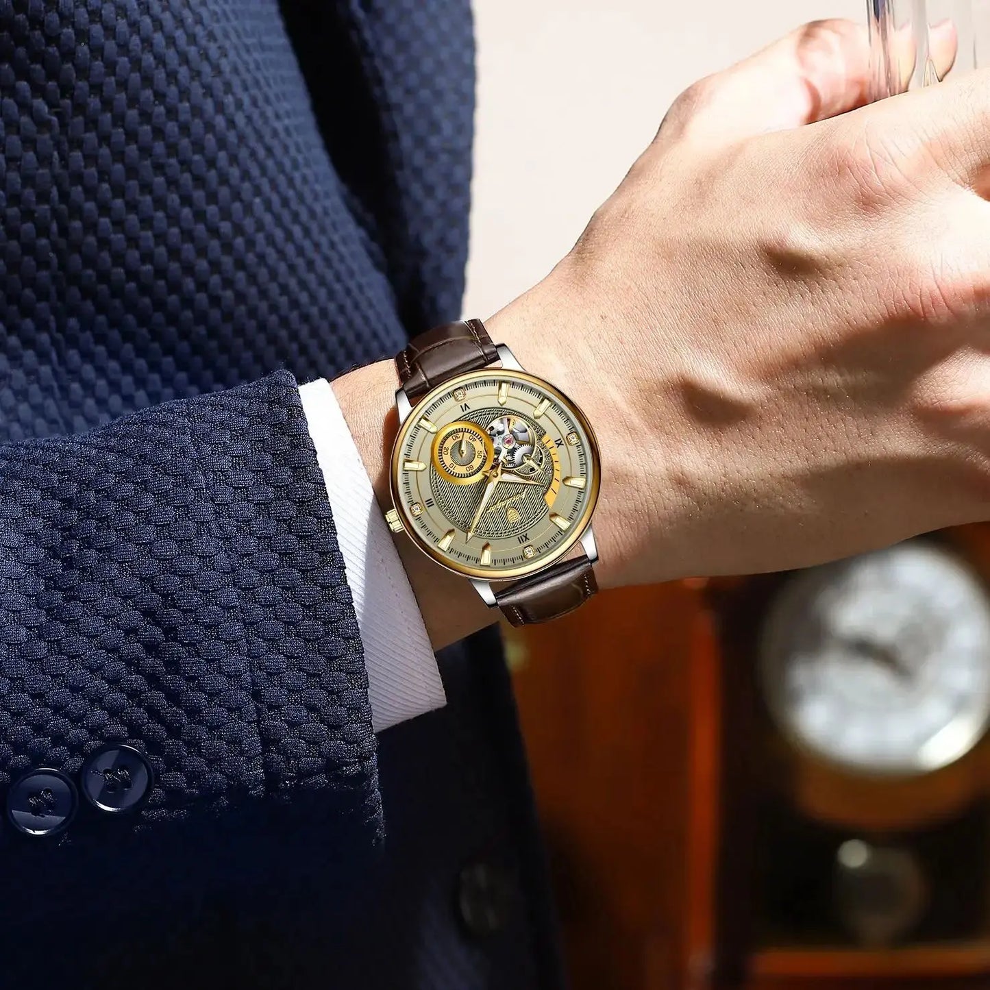 POEDAGAR Sports Luxury Men Clock Waterproof Luminous leather Man Watch