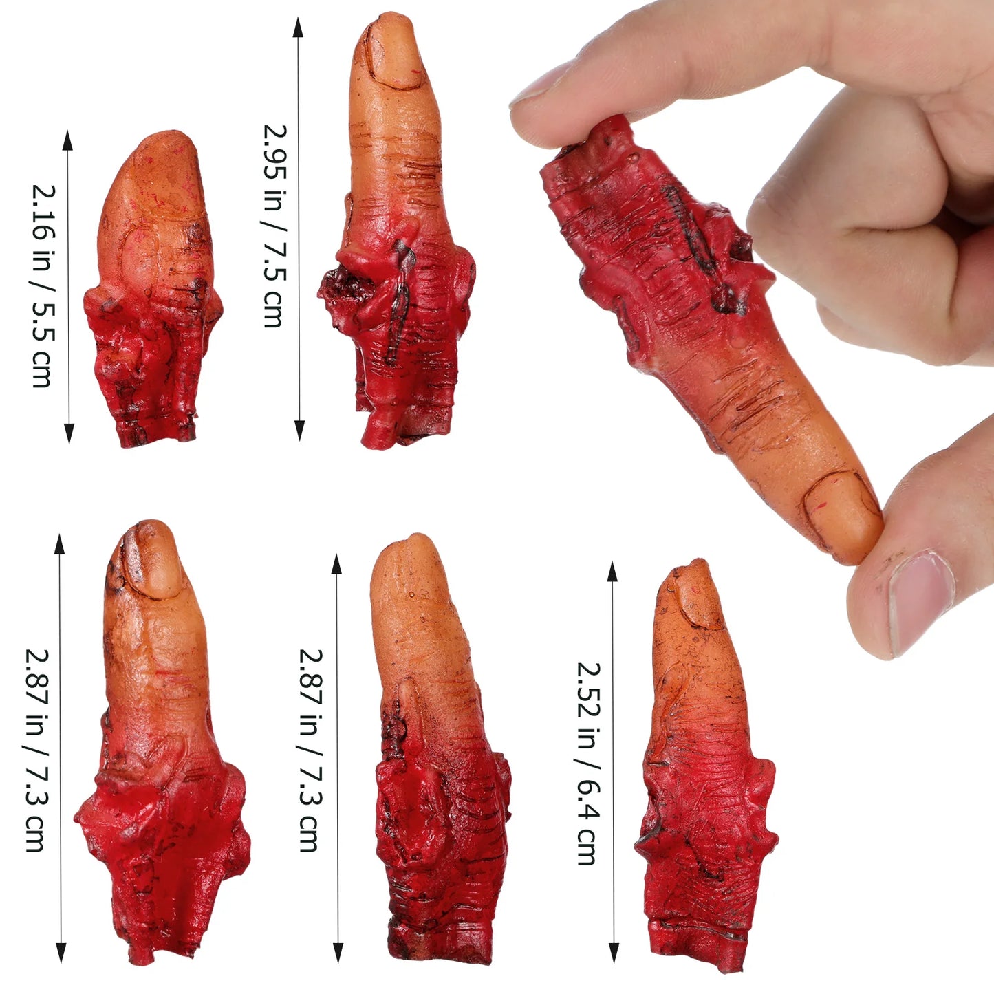 10pcs Halloween Bloody Fingers Articulated Dark Red Fake Fingers Party Prank Props