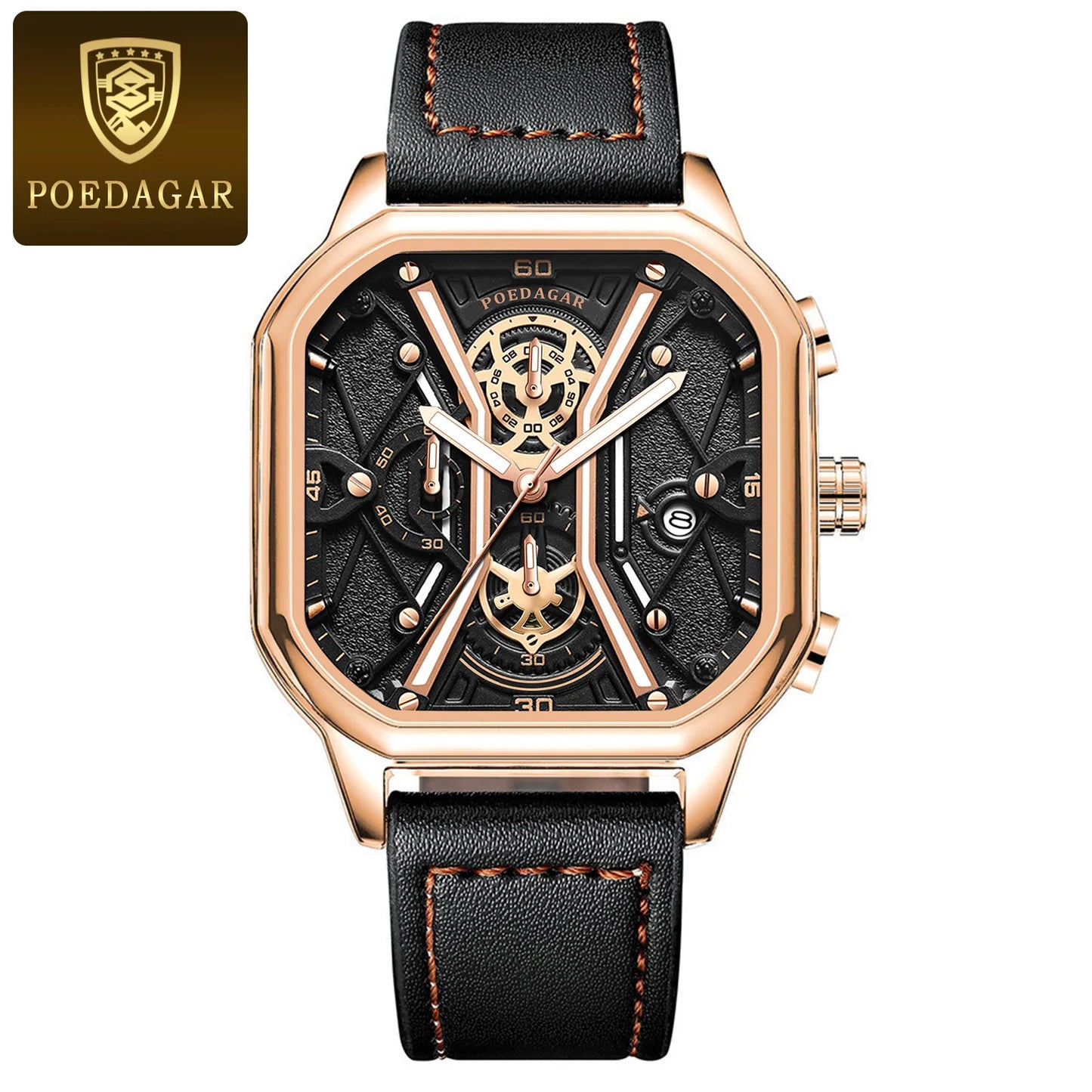 POEDAGAR Fashion Men Wristwatches Luxury Luminous Waterproof Man Watch