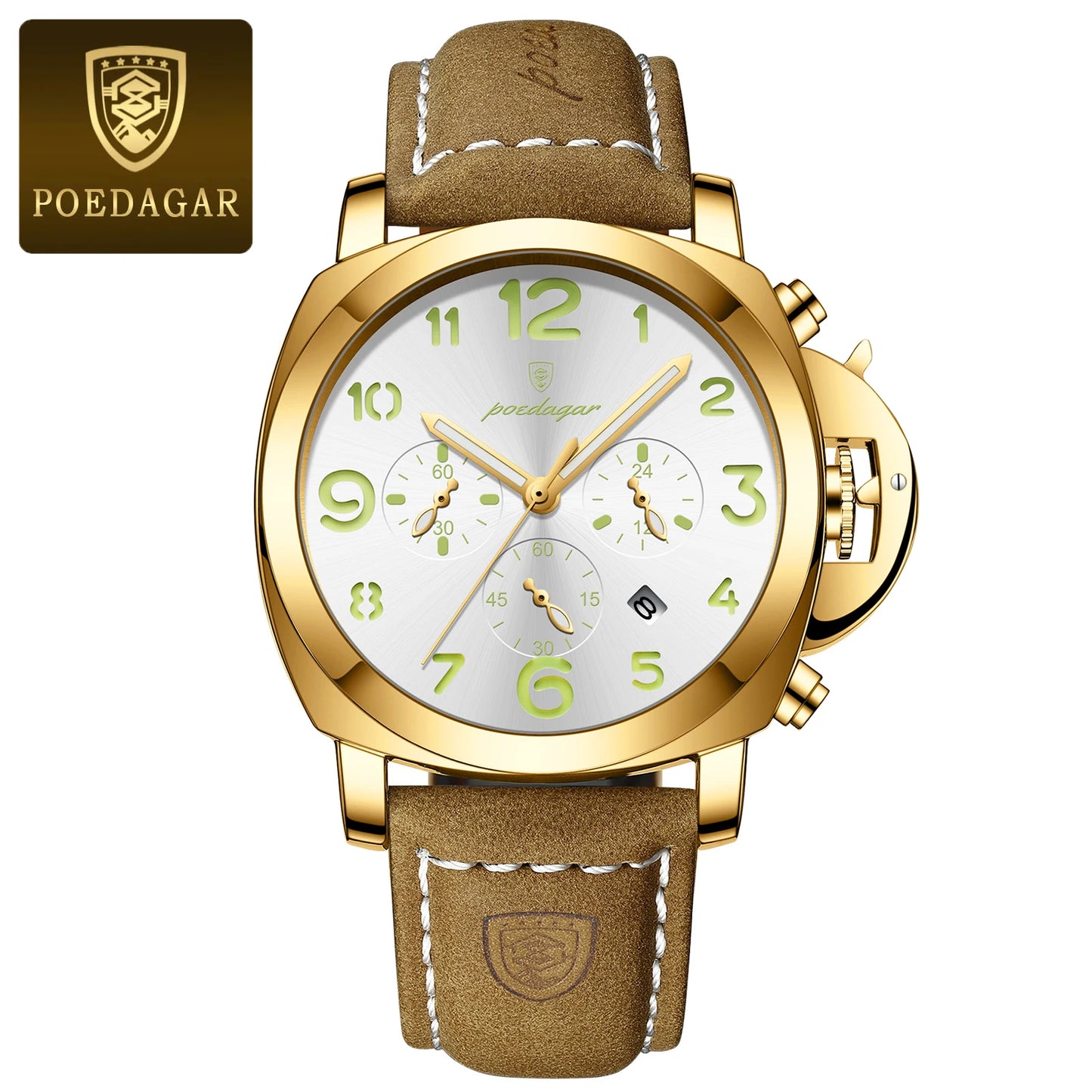 POEDAGAR Luxury Man Watch Chronograph Waterproof Luminous Date Watch for Men