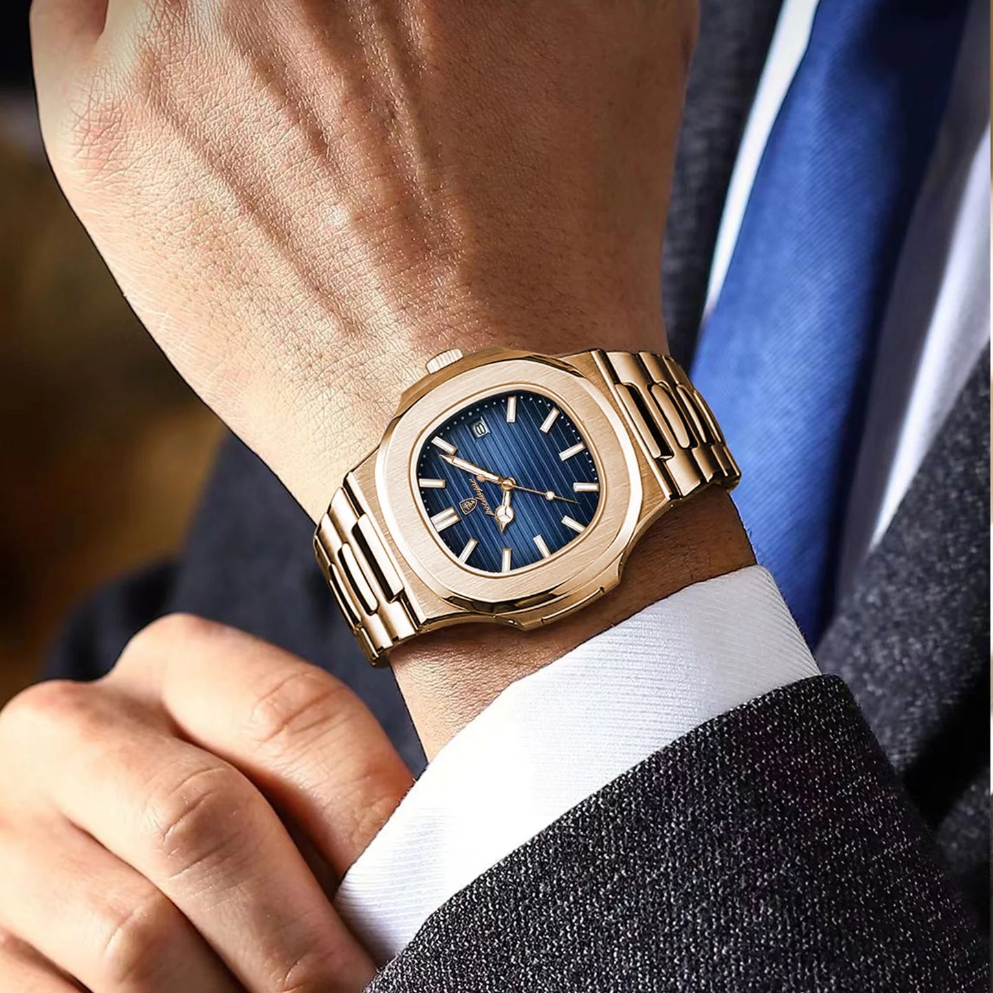 POEDAGAR Man Wristwatch Business Luxury Square Men Quartz Watch