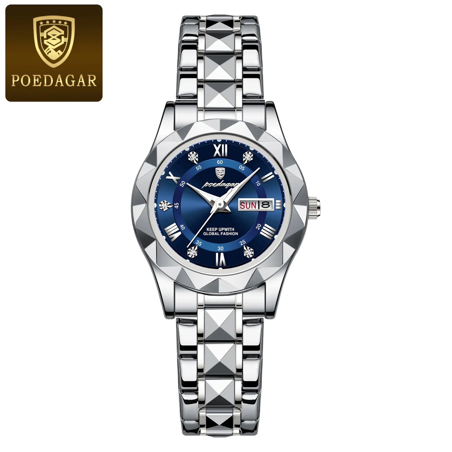 POEDAGAR Luxury Ladies Watch Luminous Waterproof Woman Wristwatch