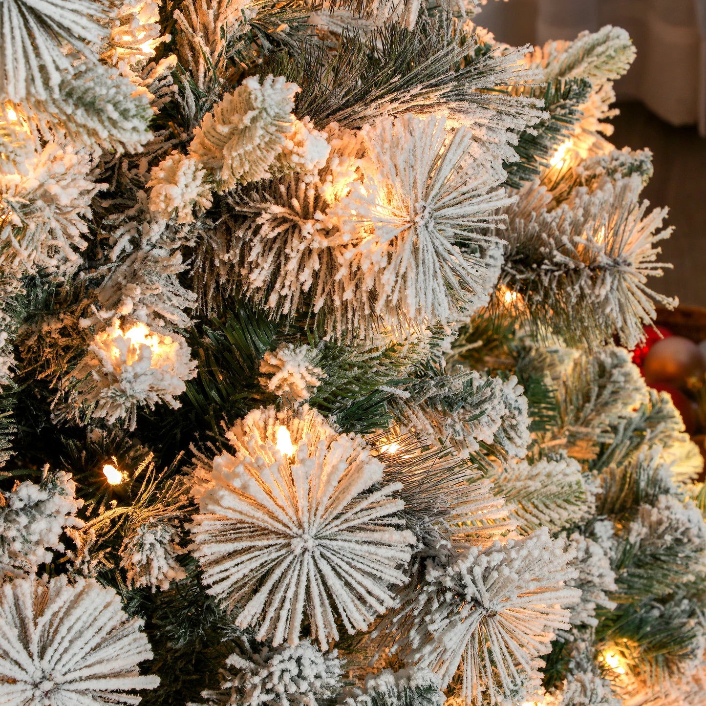 Homcom 6.5 ft Prelit Flocked Artificial Christmas Tree W/ 350 Clear Lights