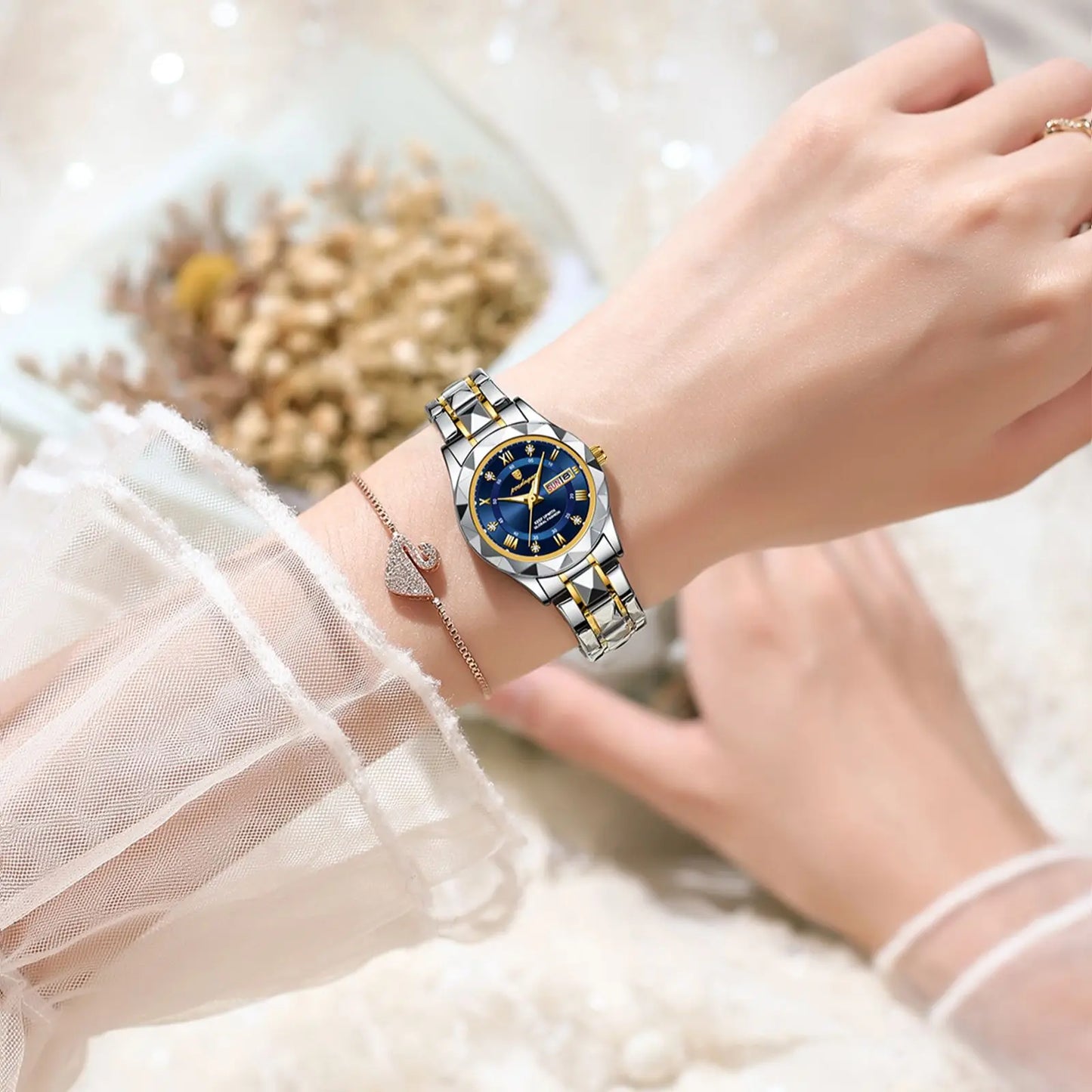 POEDAGAR Luxury Ladies Watch Luminous Waterproof Woman Wristwatch