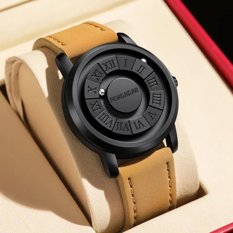 Luxury Watch Men Creative Scrolling Pointer Magnetic Force Sport Watch