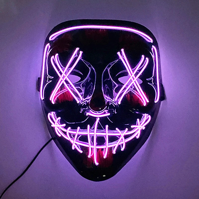 Neon Light LED Mask LED Halloween Scary Mask Cosplay Party Masque Masquerade