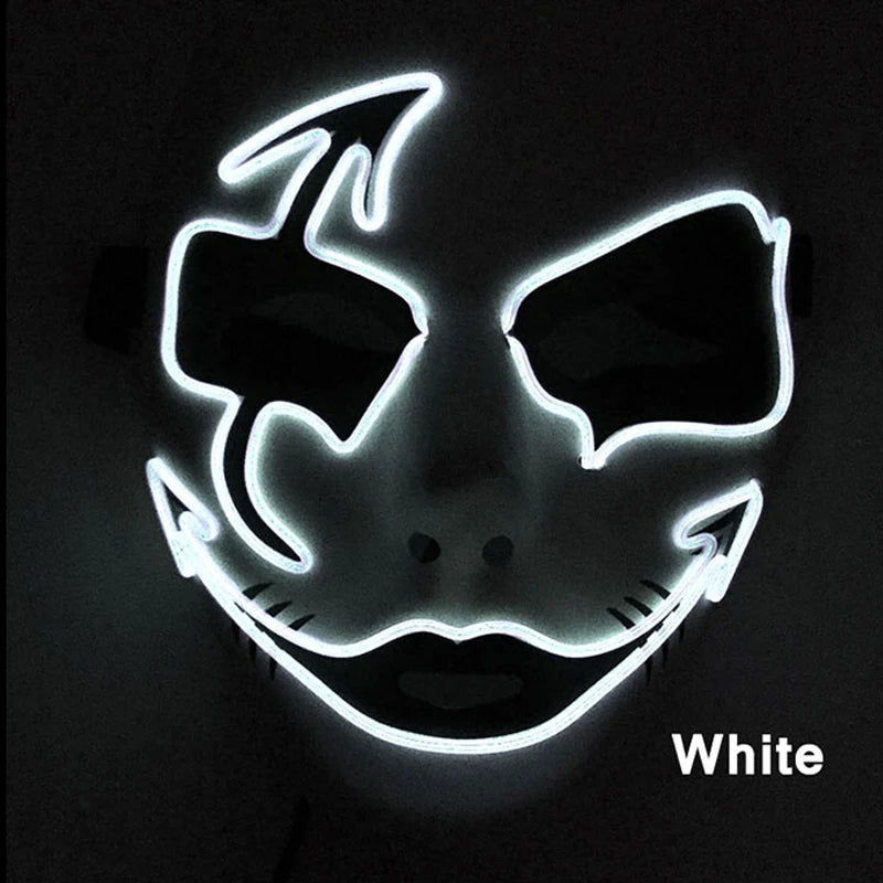 Neon Light LED Mask LED Halloween Scary Mask Cosplay Party Masque Masquerade