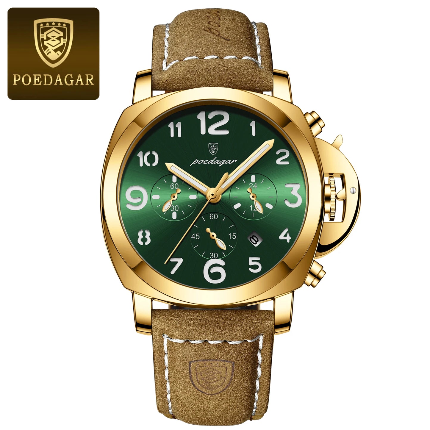 POEDAGAR Luxury Man Watch Chronograph Waterproof Luminous Date Watch for Men