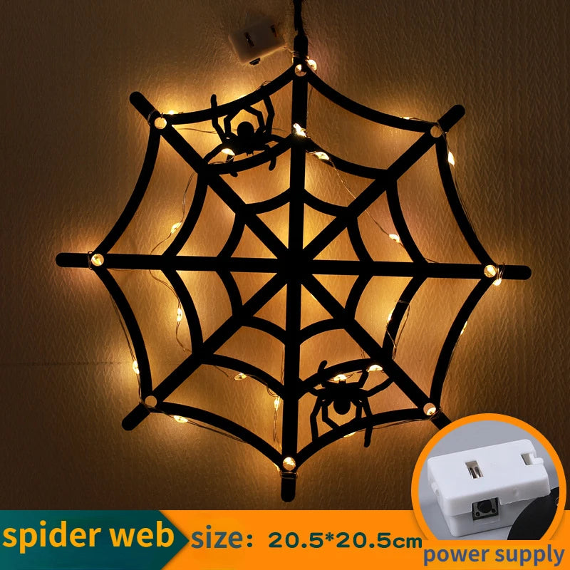 Halloween Hanging Castle Witch Ghost Spider Web Luminous Charm