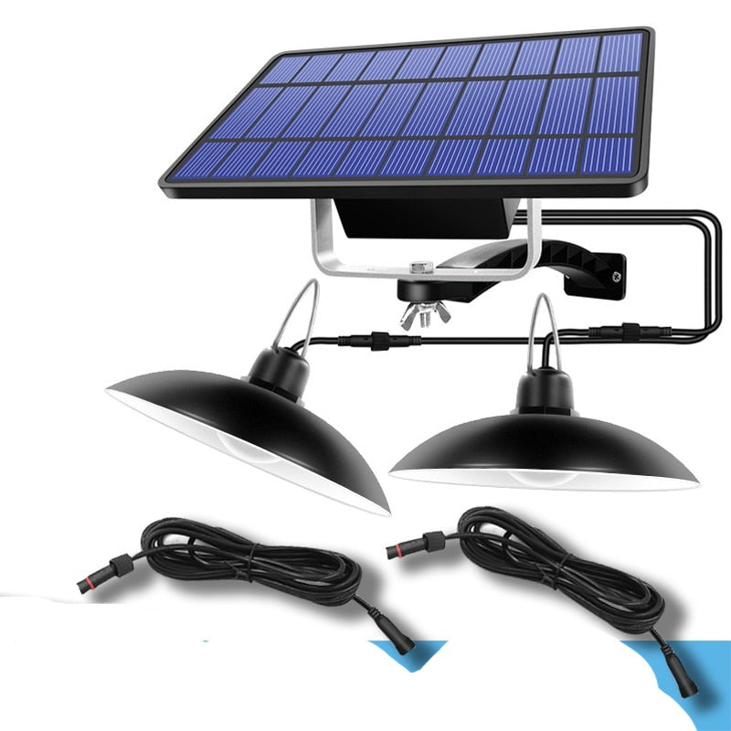 Waterproof Double Head Solar Pendant Light Outdoor Indoor Solar Lamp