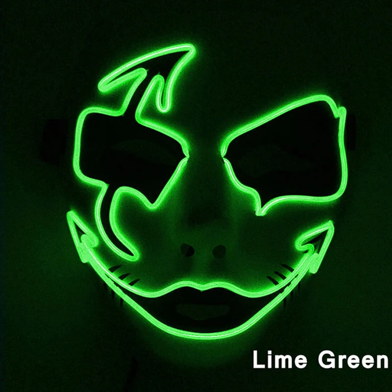 Neon Light LED Mask LED Halloween Scary Mask Cosplay Party Masque Masquerade