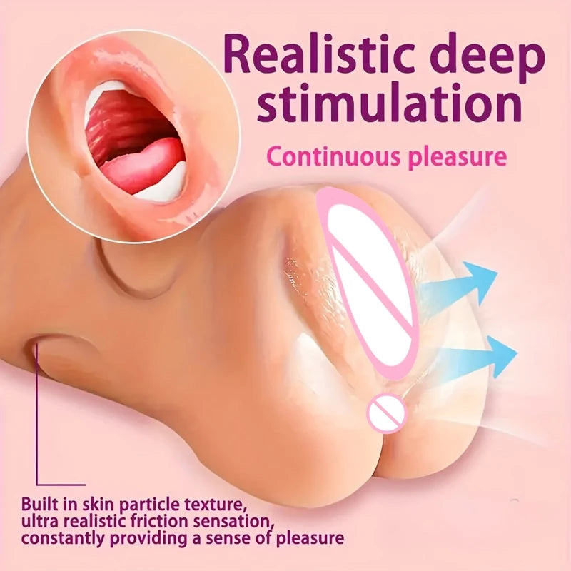 3 In 1 Sex Doll Toys Deep Throat Artificial Real Pussy Oral Male Masturbator Blowjob