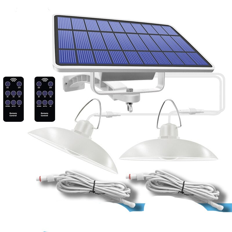 Waterproof Double Head Solar Pendant Light Outdoor Indoor Solar Lamp