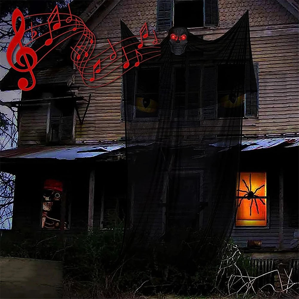 Haunted House Decoration With LED Sound Halloween Hanging Skull Ghost