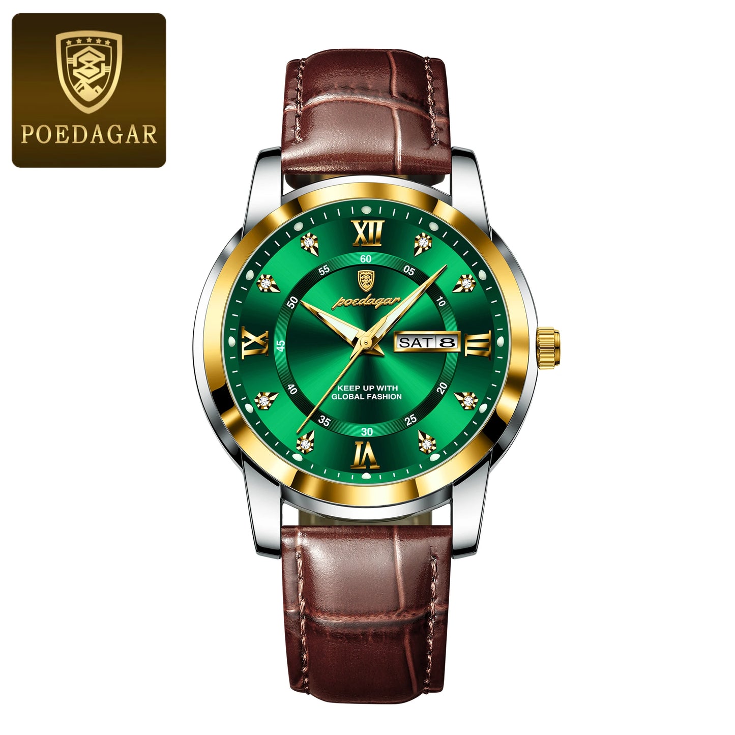 POEDAGAR Luxury Man Watch Waterproof Luminous Leather Men Wristwatch