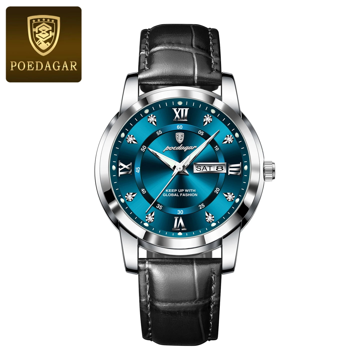 POEDAGAR Luxury Man Watch Waterproof Luminous Leather Men Wristwatch