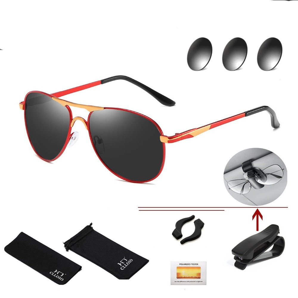 Photochromic Sunglasses Polarized Pilot Vintage Sun Glasses  Eyewear