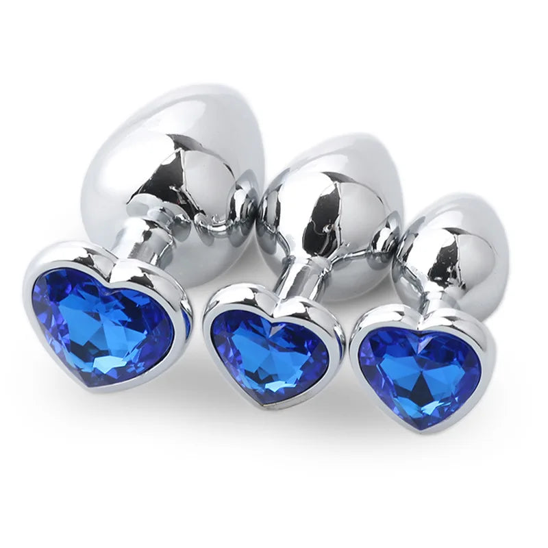 Three sizes Heart-shaped anal plug Stainless steel crystal anal plug Anal sex toy