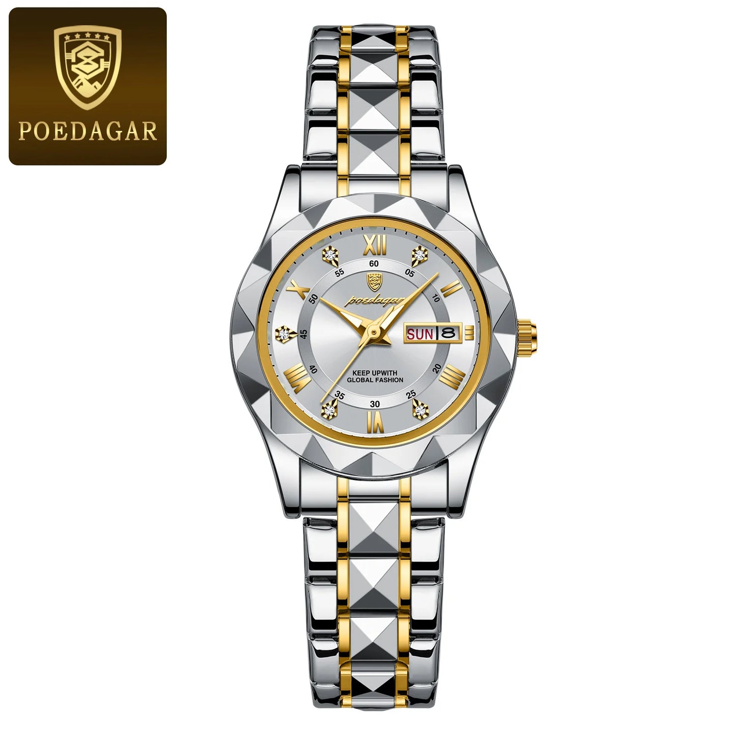 POEDAGAR Luxury Ladies Watch Luminous Waterproof Woman Wristwatch