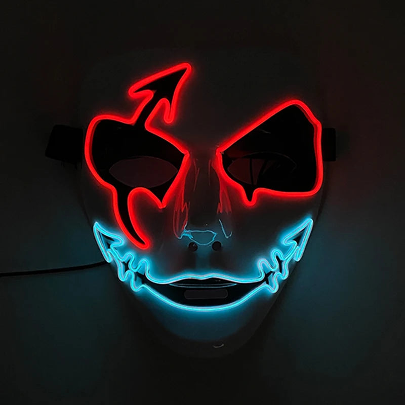 Neon Light LED Mask LED Halloween Scary Mask Cosplay Party Masque Masquerade