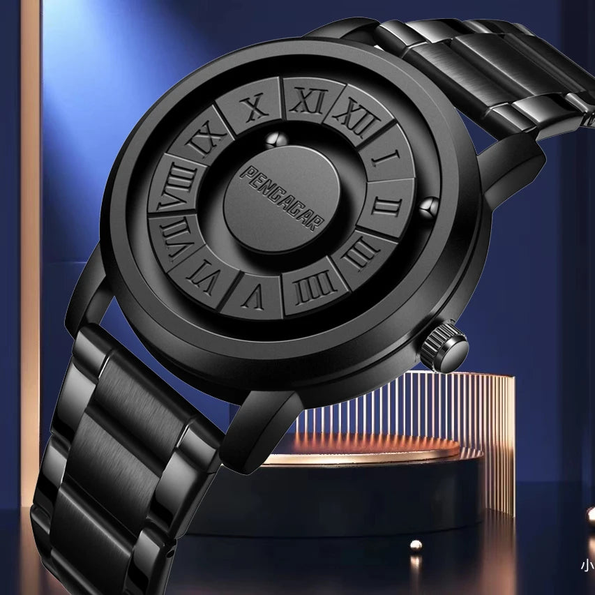 Luxury Watch Men Creative Scrolling Pointer Magnetic Force Sport Watch