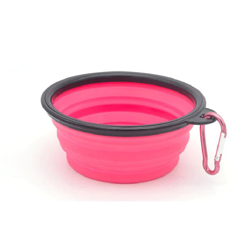 Folding Portable Dog Cat Feeder Bowl 2 In 1 Pet Dispenser Food Water Container