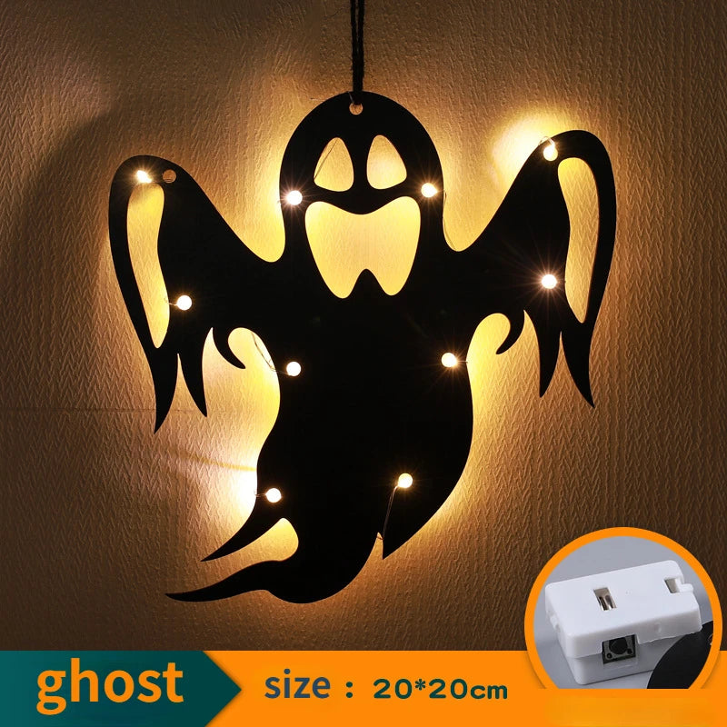 Halloween Hanging Castle Witch Ghost Spider Web Luminous Charm