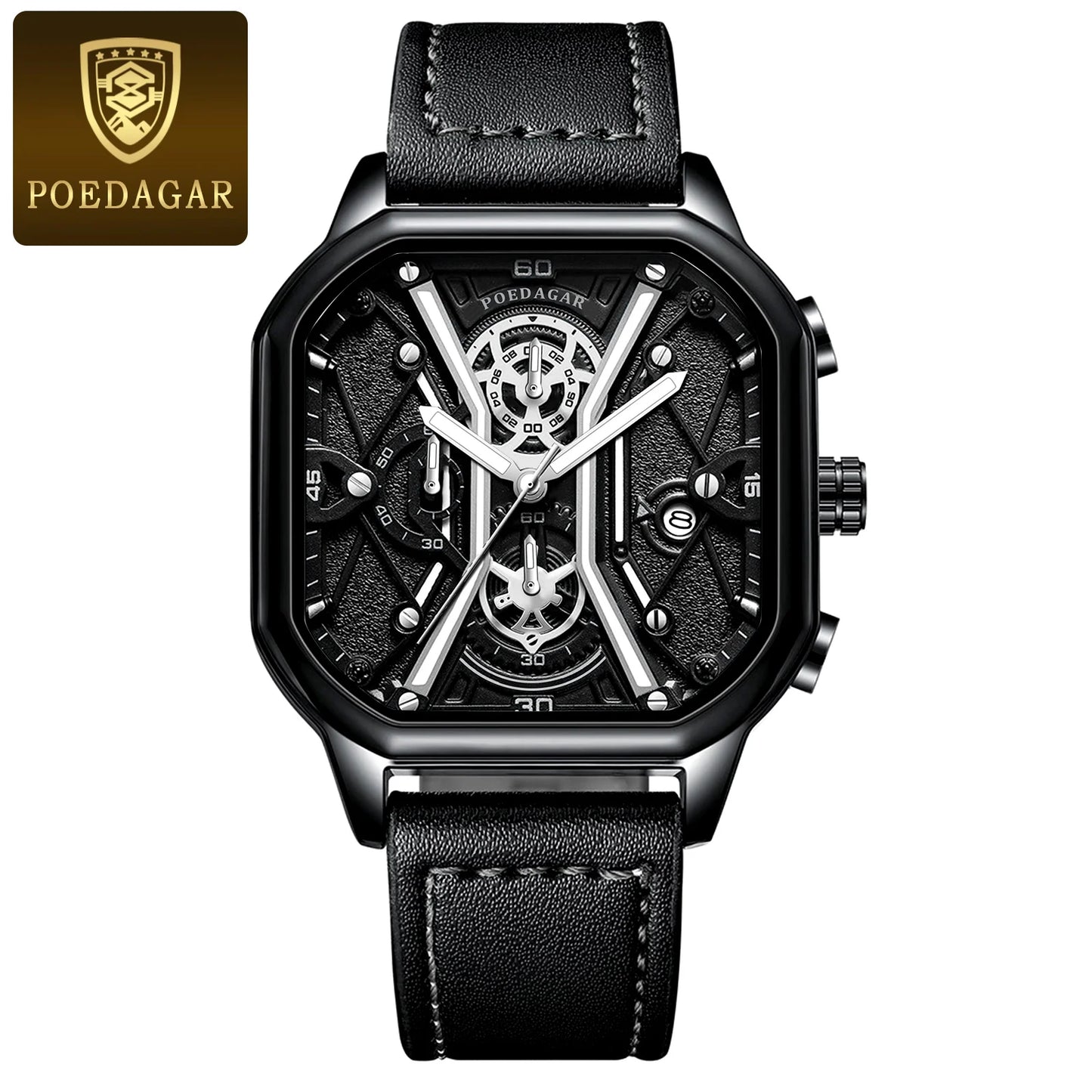 POEDAGAR Fashion Men Wristwatches Luxury Luminous Waterproof Man Watch
