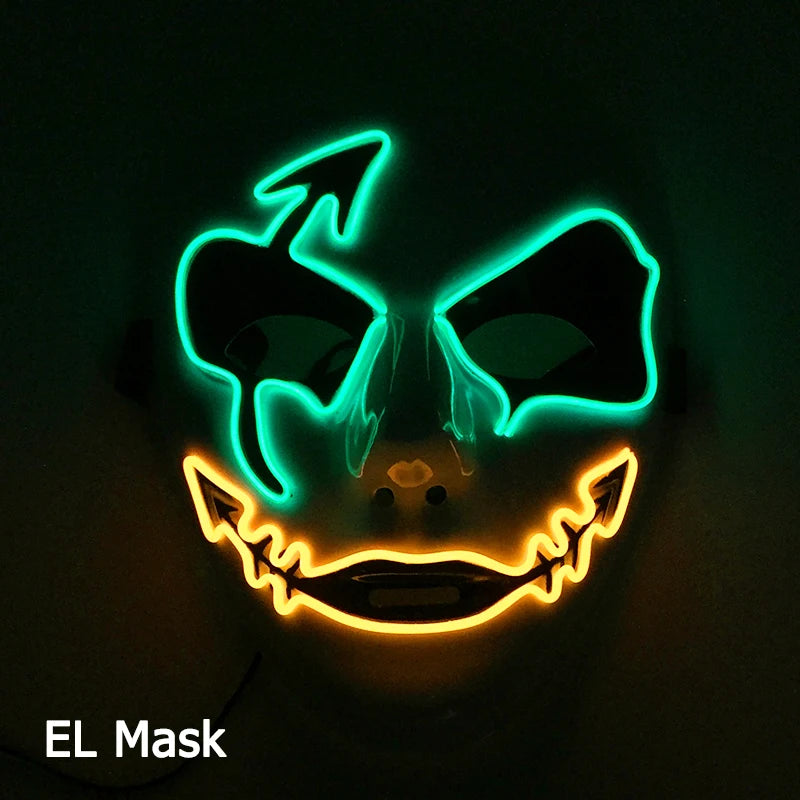 Neon Light LED Mask LED Halloween Scary Mask Cosplay Party Masque Masquerade