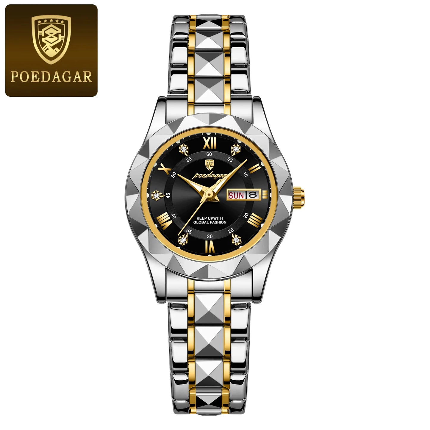 POEDAGAR Luxury Ladies Watch Luminous Waterproof Woman Wristwatch
